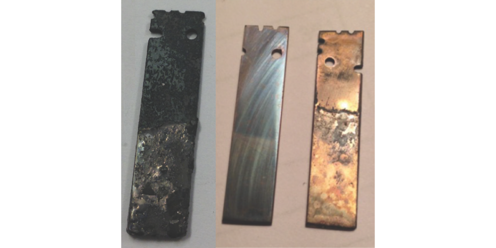 316L, FeCrAl and AFA respectively after being subnerged in liquid lead at 550 °C for a year.