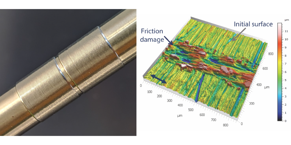 Cladding laser welding of FeCrAl on 15-15 Ti (left) and wear/fretting test in liquid lead.